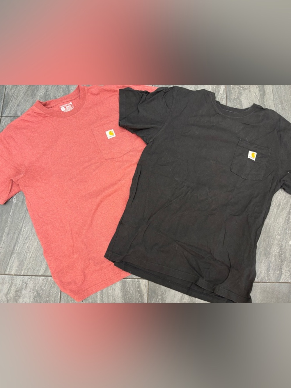 Two Carhartt Pocket Tees: Loose Fit Medium (fits large)